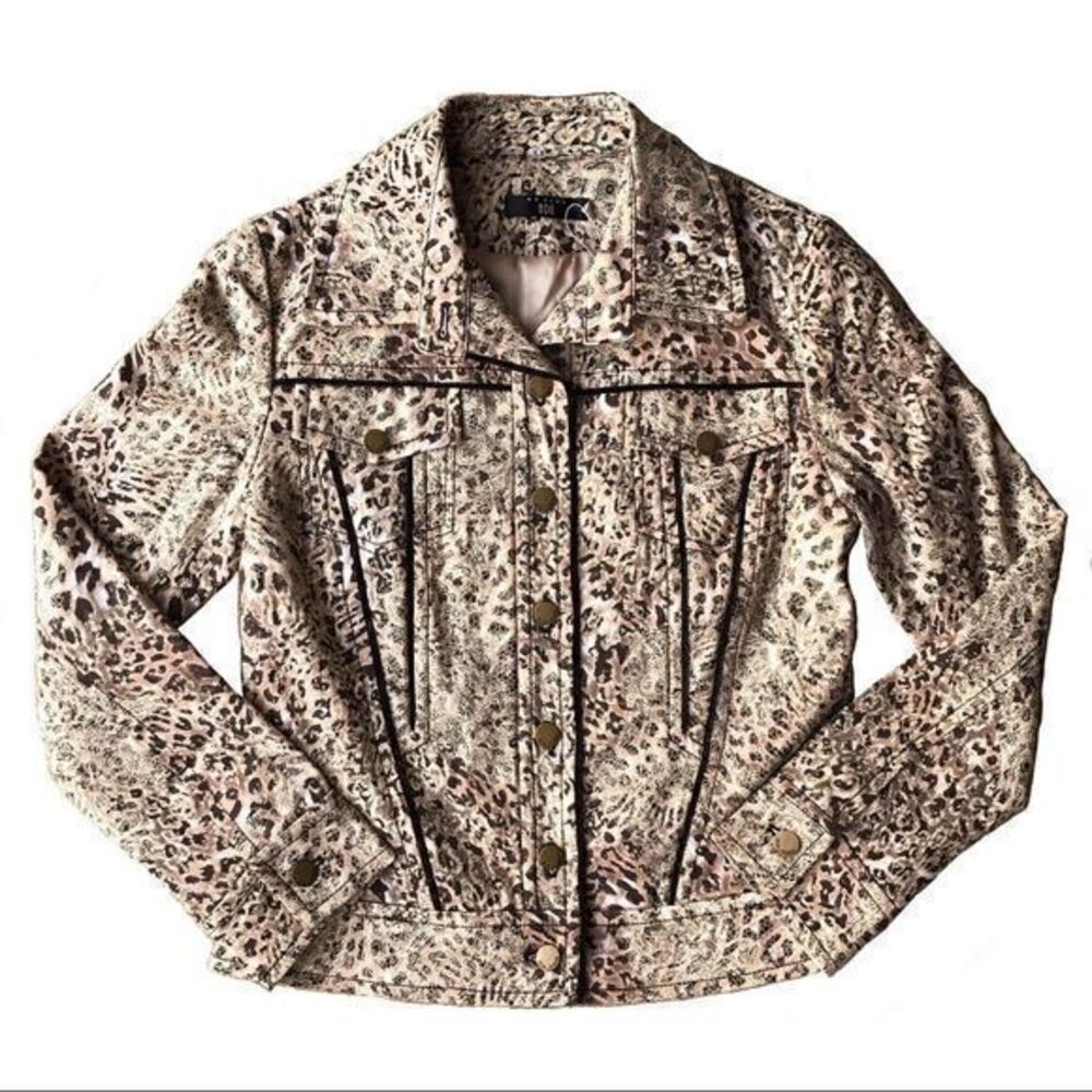 NEW! Vintage Animal Print Moto Jacket Western Cowgirl Ranch Retro Cotton Small